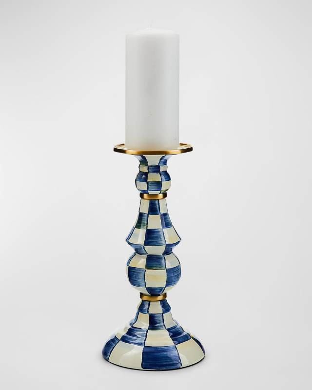 Royal Check Large Pillar Candlestick